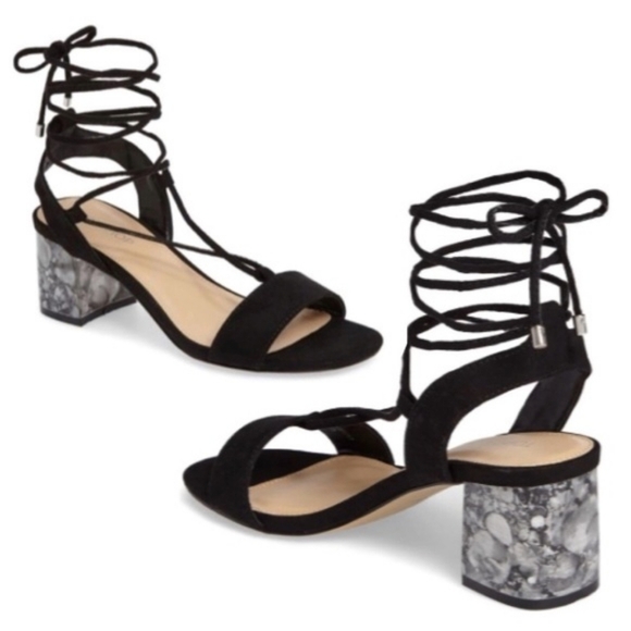 Topshop Daisy Strappy Ankle Marble Mid Block Heeled Sandals Black Size 7.5 - Picture 15 of 15